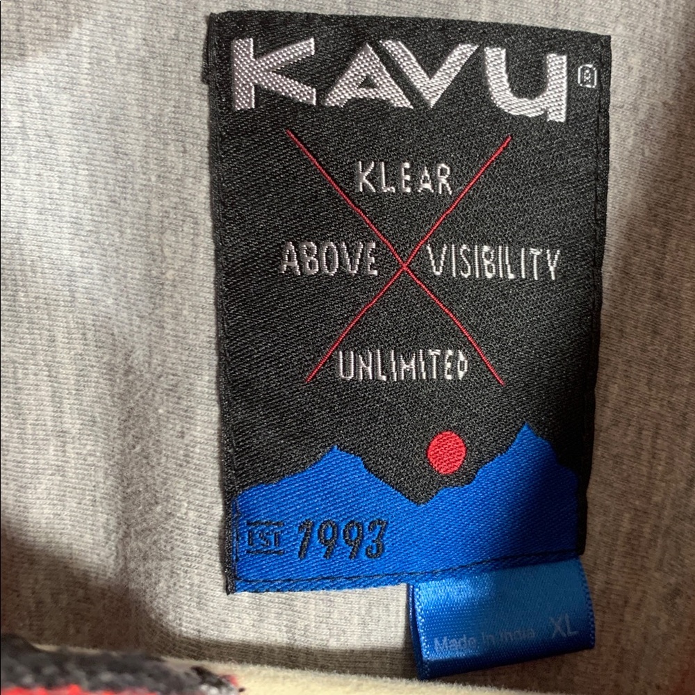 Kavu Mens VTG Color Block Plaid Button Down Red Gray Size XL Outdoor Hiking - Picture 3 of 5